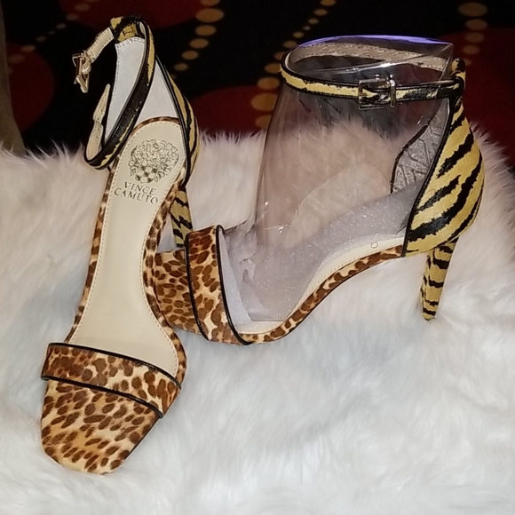 👣Vince Camuto🐈 Leopard/Tiger Sandles shoes footwear unique looking  8M & 9.5M - Picture 9 of 13